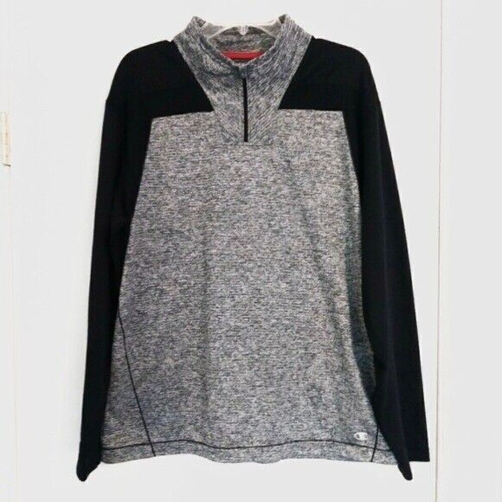 Champion Men’s Grey & Black Colorblock Quarter Zip Pullover Jacket Size L